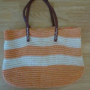 Under One Sky Large Woven Straw Beach Tote Bag